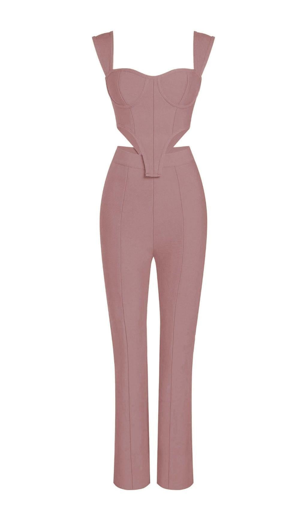 Zweiteiliges Set mit Bandage-Ausschnitt in Nude