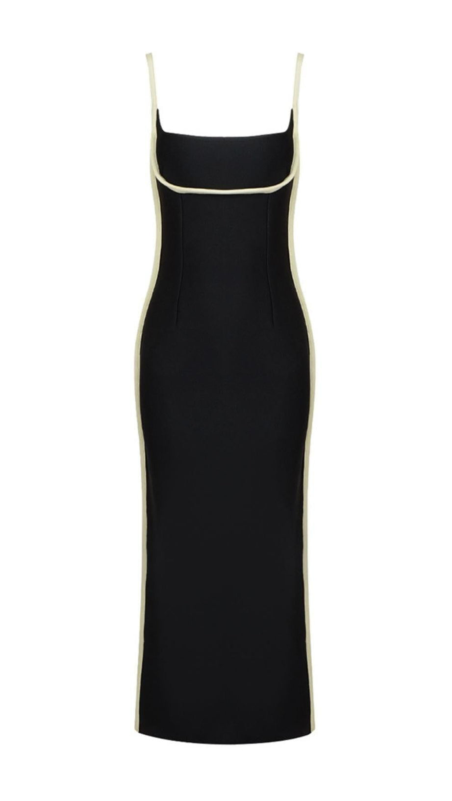 BANDAGE BACKLESS MIDI DRESS IN BLACK