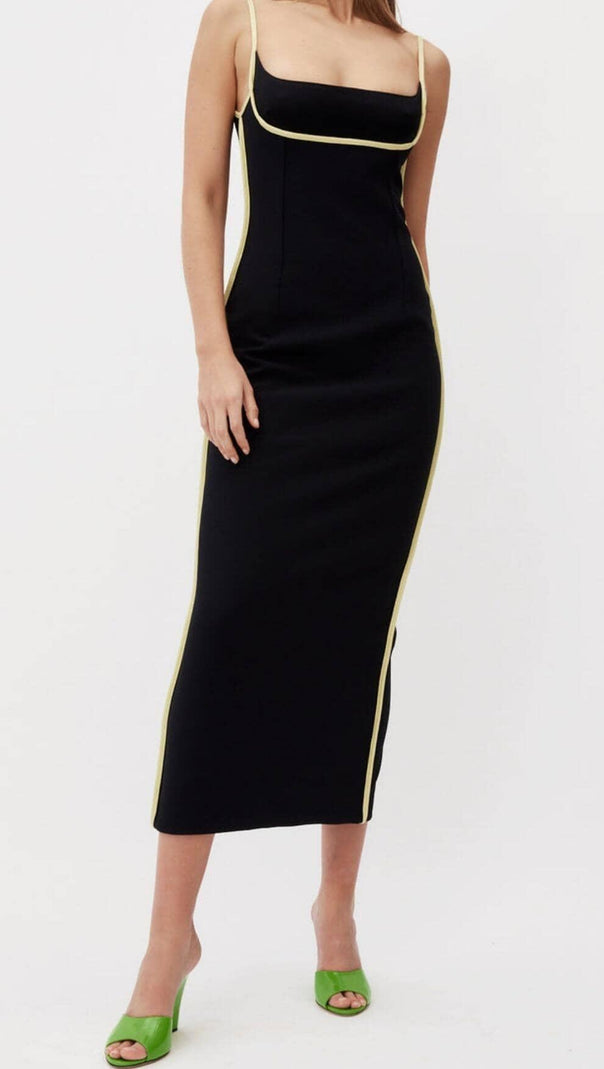 AIIZIE BANDAGE BACKLESS MIDI DRESS IN BLACK - product image
