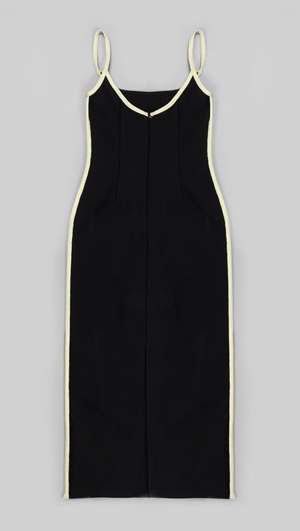 AIIZIE BANDAGE BACKLESS MIDI DRESS IN BLACK - product image
