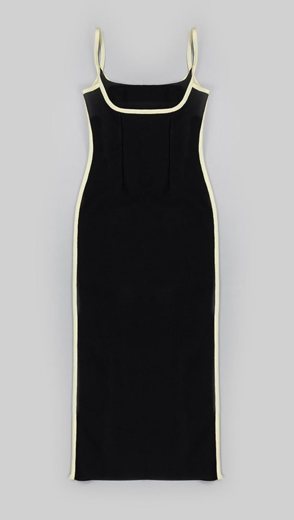 AIIZIE BANDAGE BACKLESS MIDI DRESS IN BLACK - product image