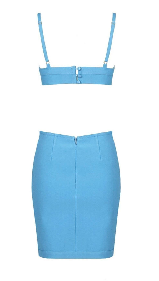 AIIZIE BANDAGE BACKLESS MINI DRESS IN BLUE - product image