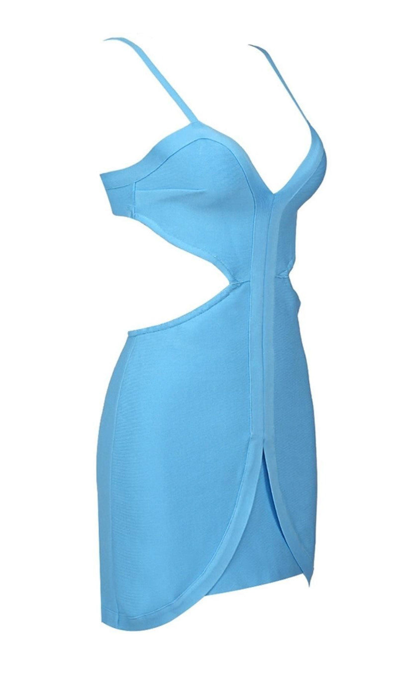 BANDAGE BACKLESS MINI DRESS IN BLUE