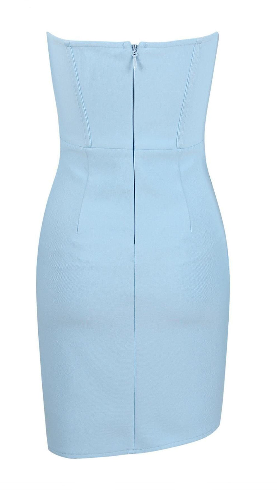 CRYSTAL FLOWER MINI DRESS IN BLUE