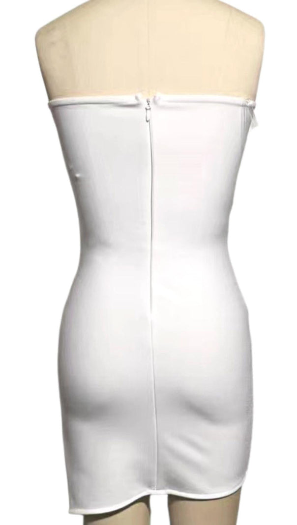 AIIZIE CRYSTAL FLOWER MINI DRESS IN WHITE - product image