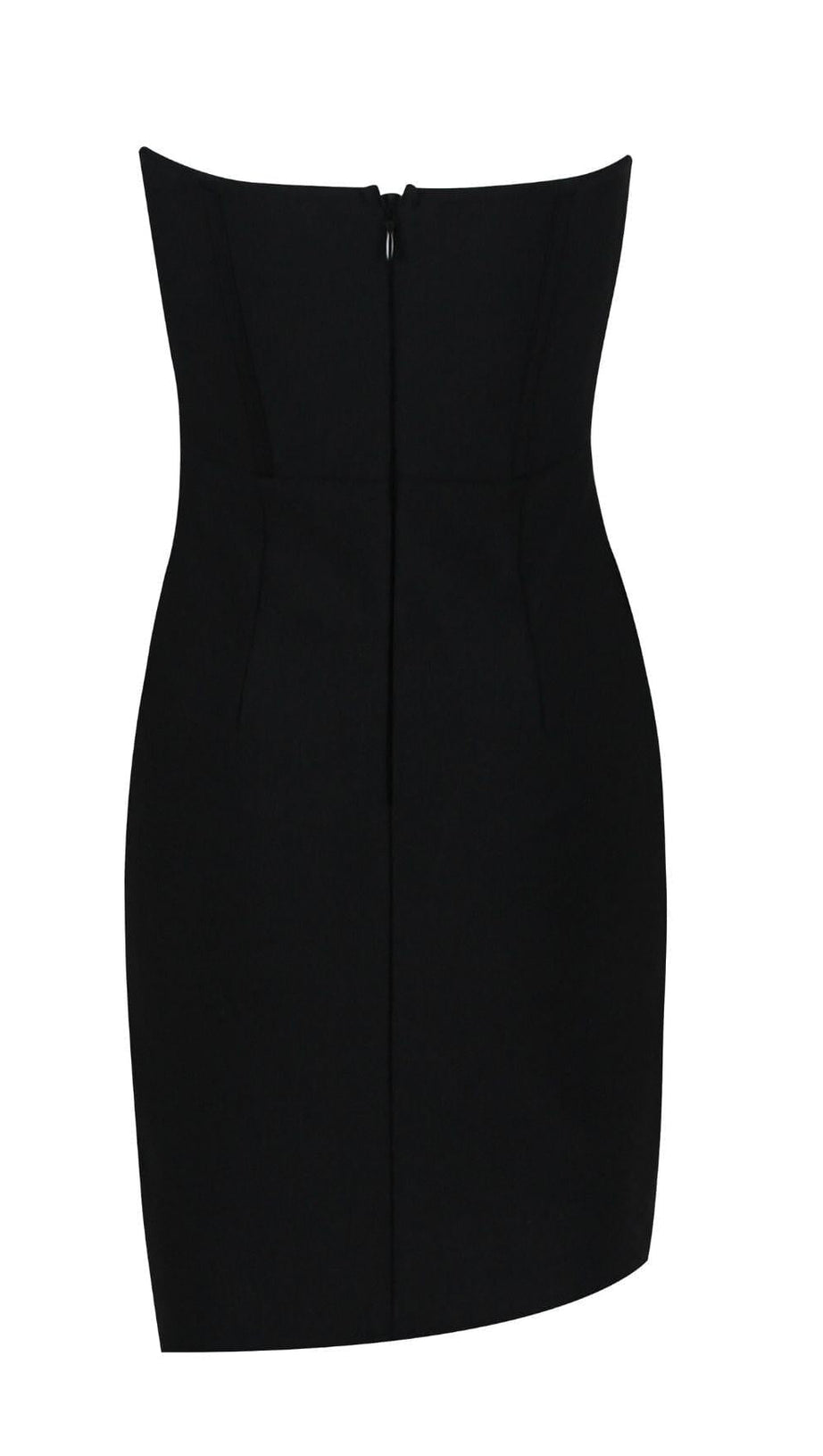 CRYSTAL FLOWER MINI DRESS IN BLACK