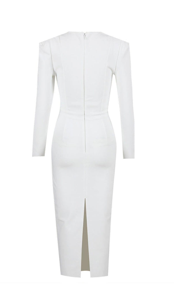 AIIZIE SQUARE SHOULDER CORSET MIDI DRESS IN WHITE - product image