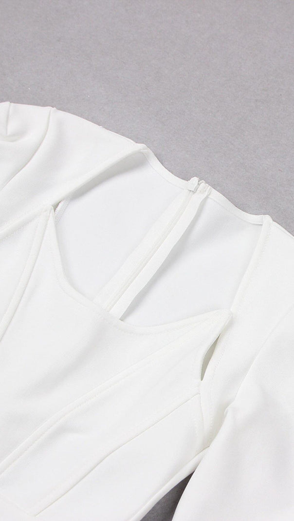 AIIZIE SQUARE SHOULDER CORSET MIDI DRESS IN WHITE - product image