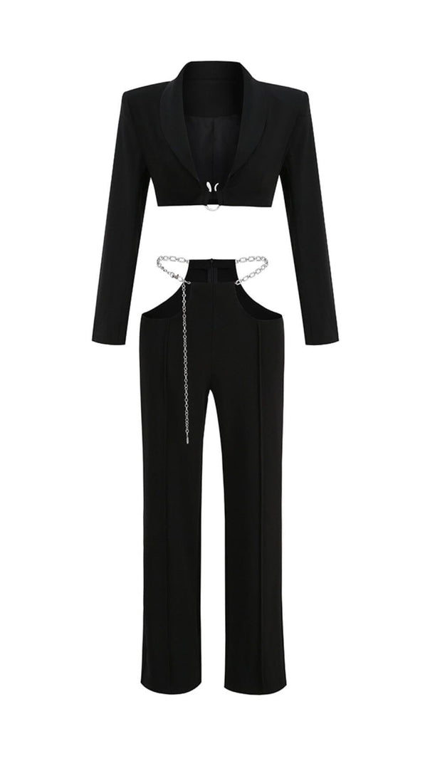 AIIZIE SNAKE BUCKLE WAISTBAND SUIT IN BLACK - product image
