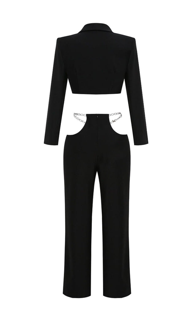 AIIZIE SNAKE BUCKLE WAISTBAND SUIT IN BLACK - product image