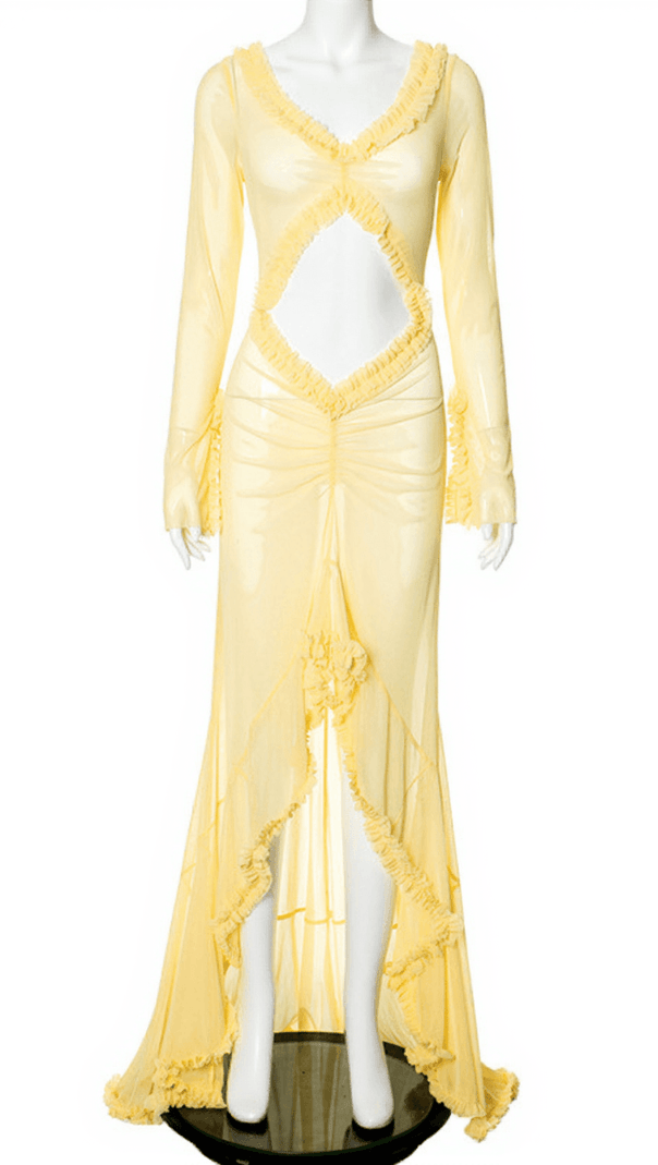 AIIZIE LIEV SEE THROUGH CUTOUT RUCHED DRESS - product image