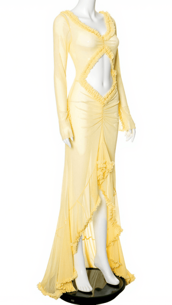 AIIZIE LIEV SEE THROUGH CUTOUT RUCHED DRESS - product image