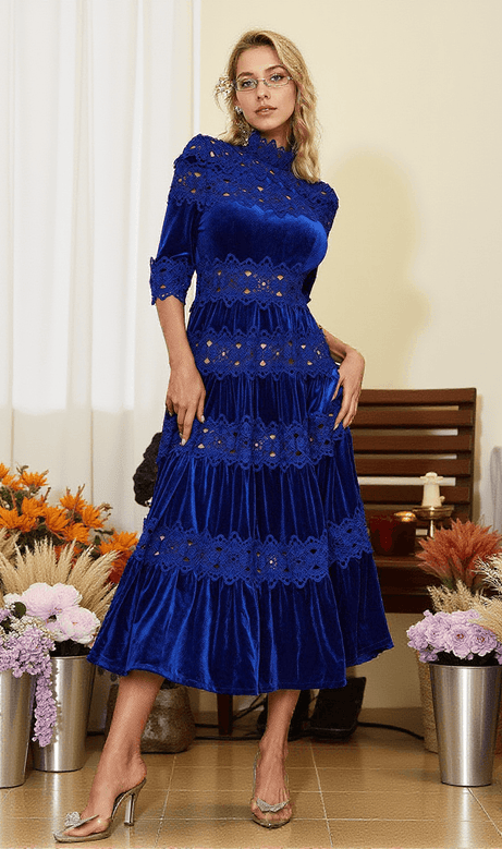 Altair Hollow Patchwork-Samtkleid