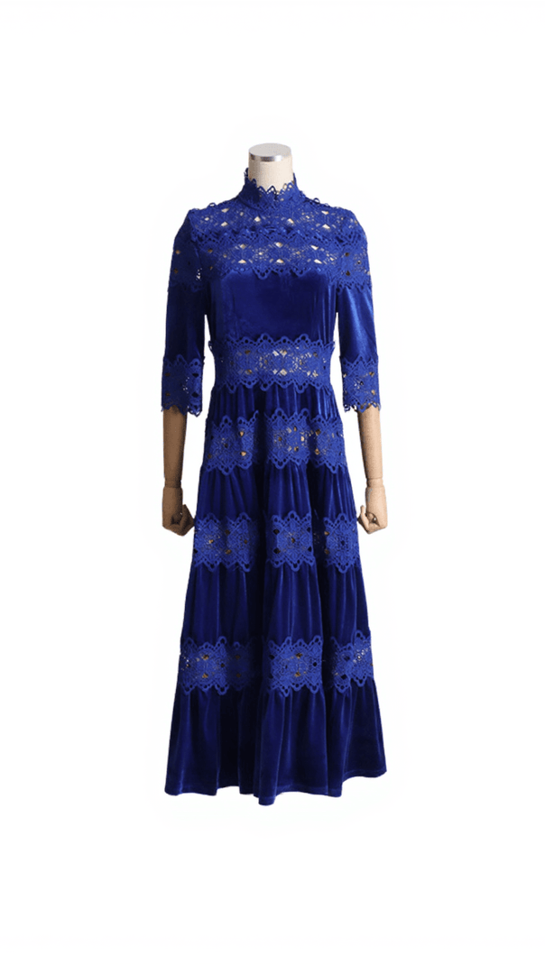 AIIZIE ALTAIR HOLLOW PATCHWORK VELVET DRESS - product image