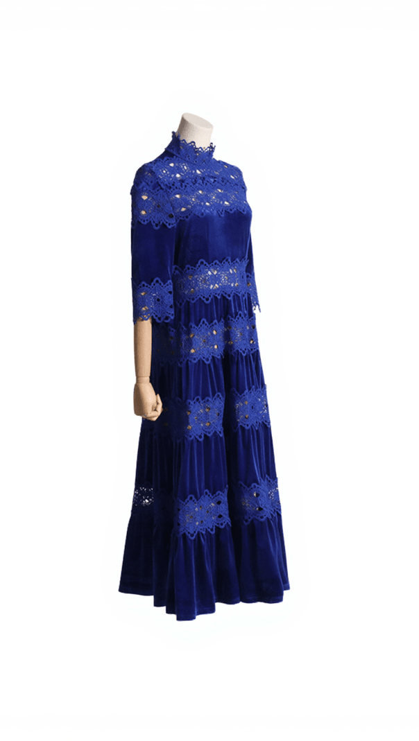 AIIZIE ALTAIR HOLLOW PATCHWORK VELVET DRESS - product image