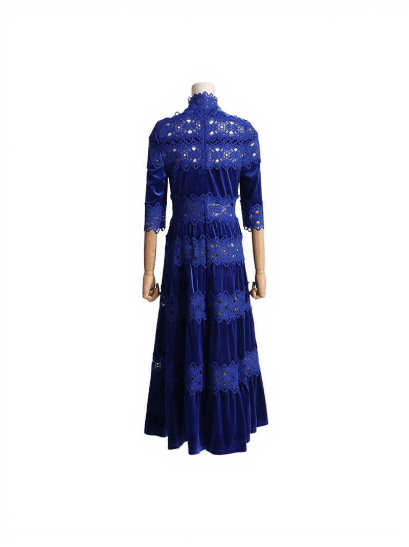 Altair Hollow Patchwork Velvet Dress