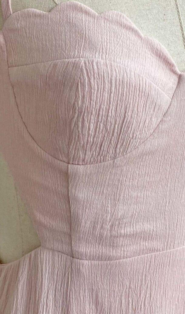 AIIZIE RUCHED BACKLESS STRAPPY MIDI IN PINK - product image