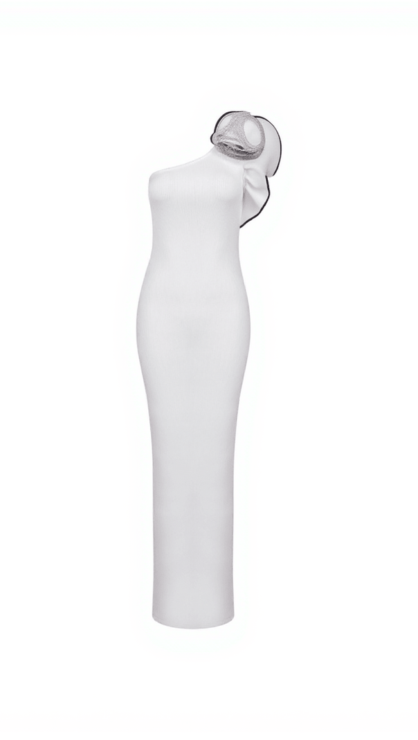 AIIZIE HUCK ONE SHOULDER FLOWER BANDAGE DRESS - product image