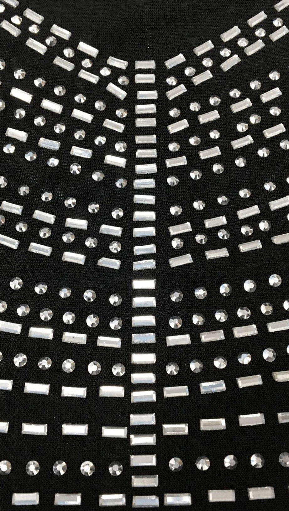 LACE SEE-THROUGH DIAMONDS MAXI DRESS IN BLACK