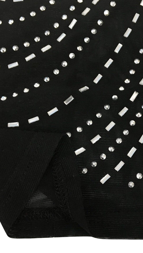Transparentes Maxikleid aus Spitze mit Rautenmuster in Schwarz