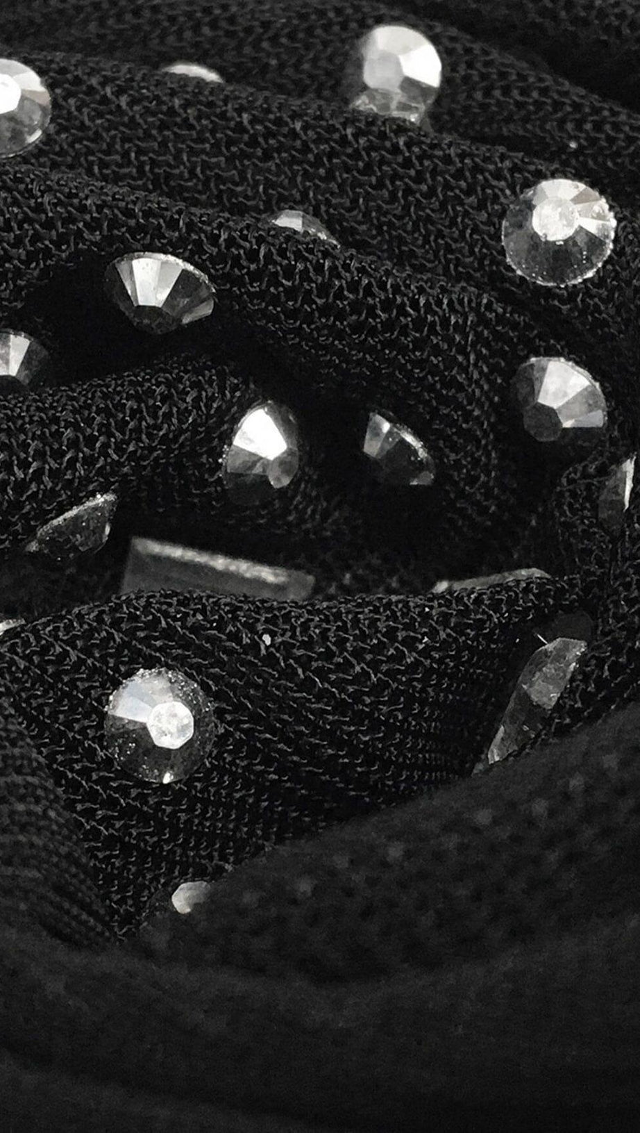 LACE SEE-THROUGH DIAMONDS MAXI DRESS IN BLACK