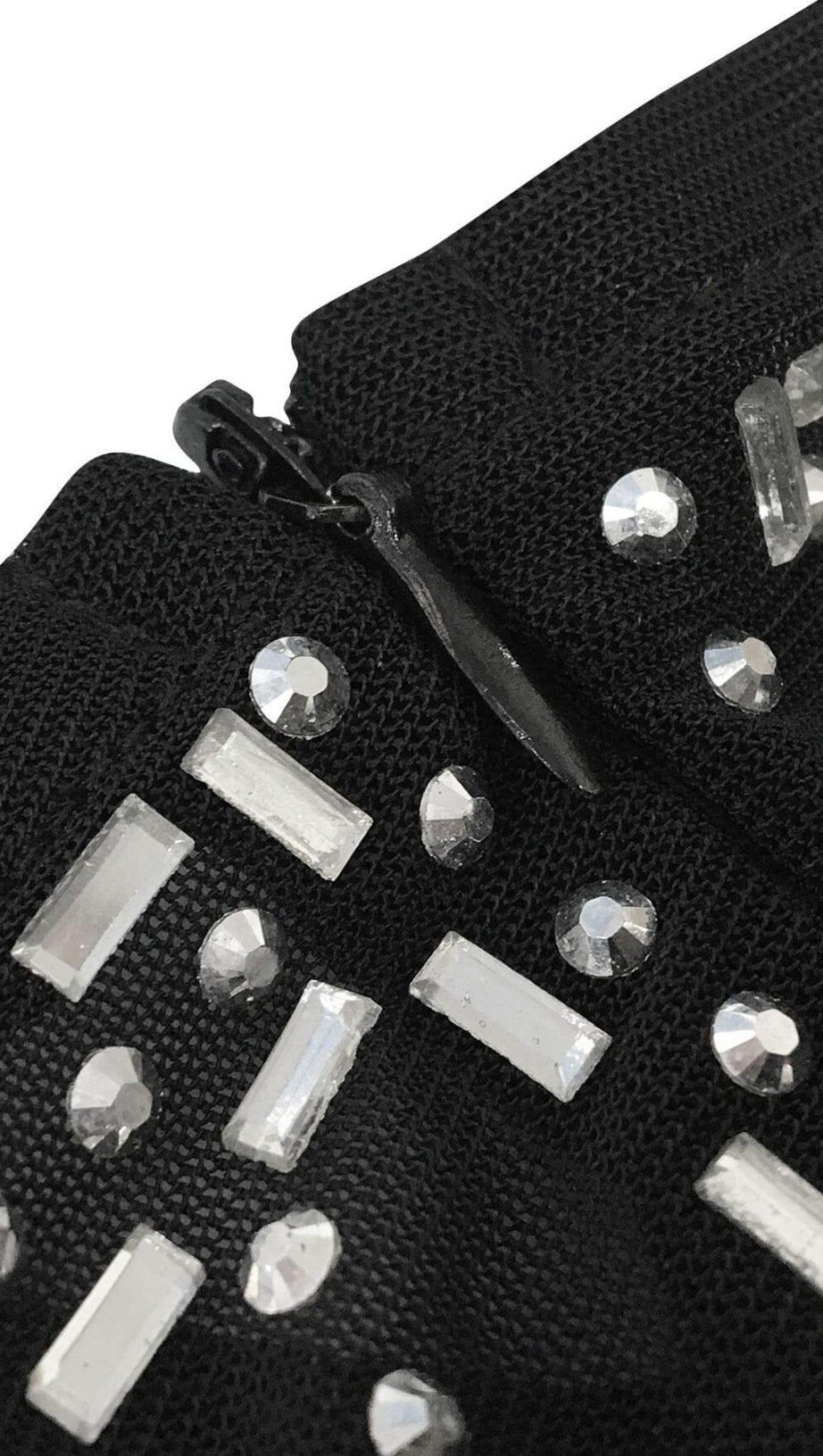 LACE SEE-THROUGH DIAMONDS MAXI DRESS IN BLACK