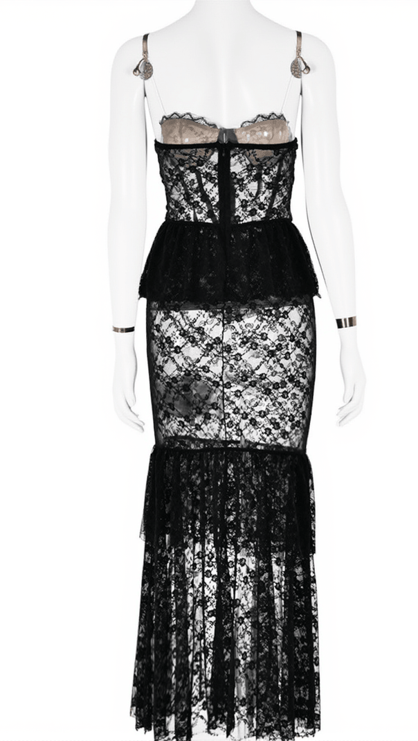 AIIZIE SENJA STRAPLESS LACE MERMAID DRESS IN BLACK - product image