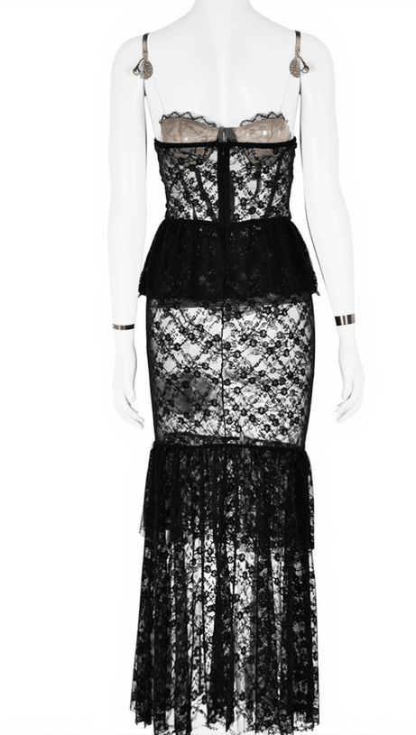 Senja – Trägerloses Meerjungfrauenkleid aus Spitze in Schwarz