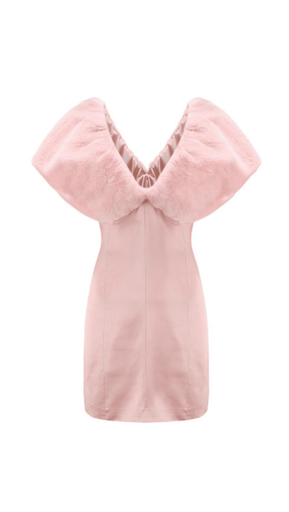 PLUSH SHAWL WARM AND SKINNY MINI DRESS IN PINK