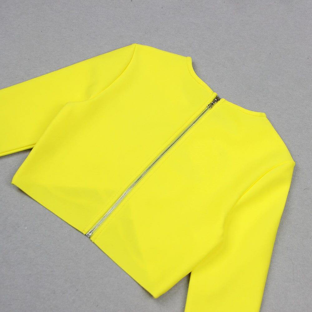AIIZIE YELLOW BEADED STARFISH DIAMOND LONG SLEEVE HIGH WAISTED SPLIT SKIRT - product image