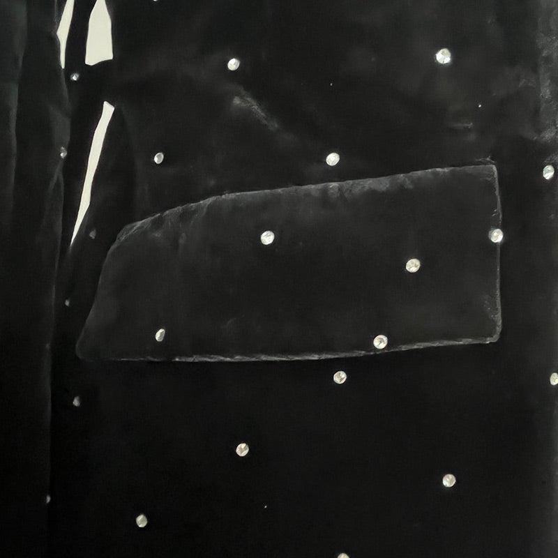 BLAZER IN VELLUTO CON PIUME E BOTTONE SINGOLO NERO