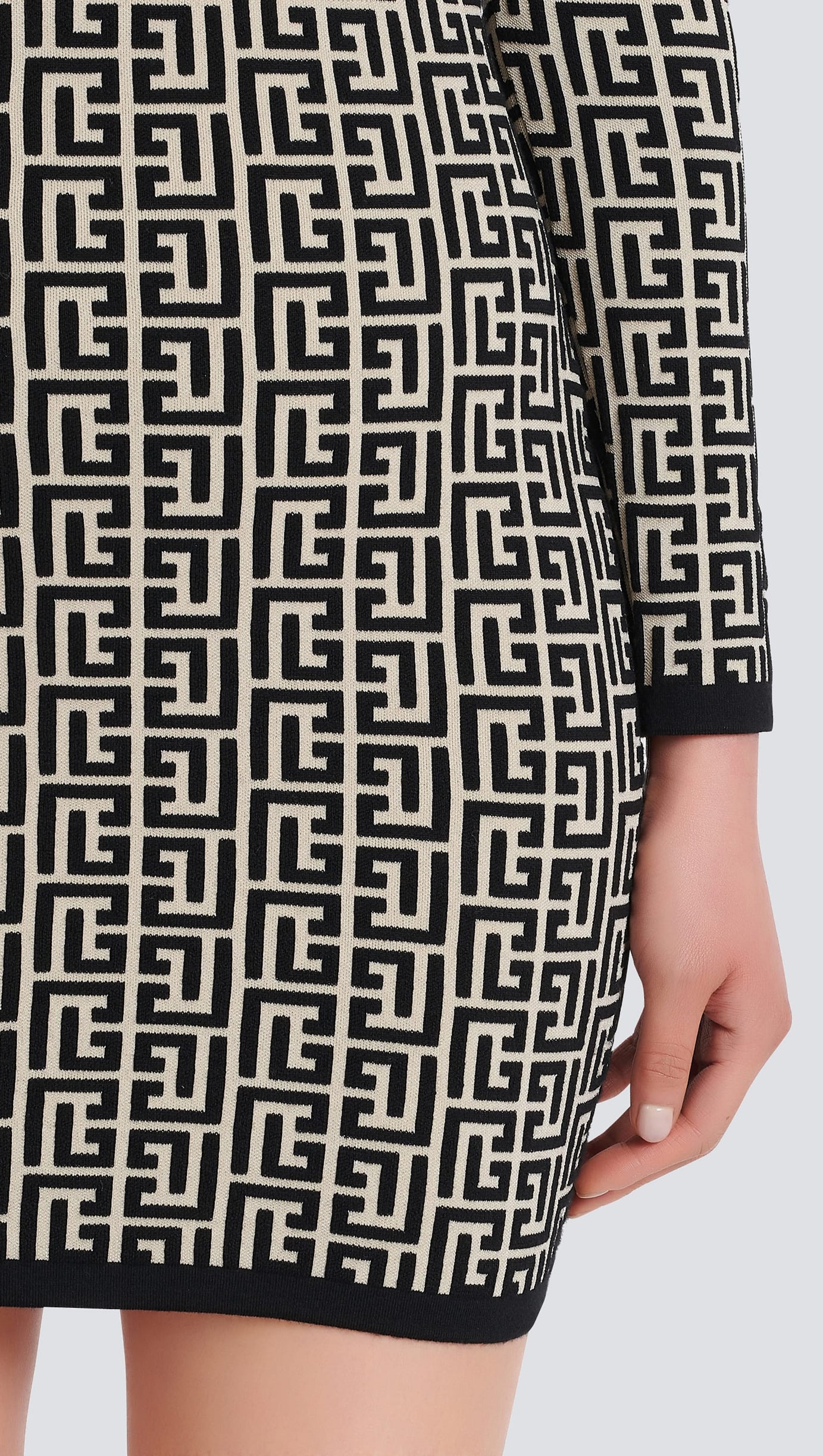 SHORT BICOLOR JACQUARD MINI DRESS WITH MONOGRAM