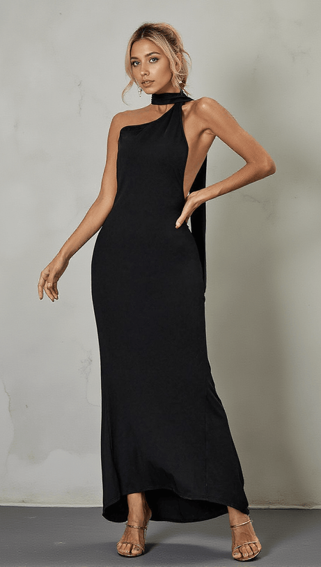 TOULA BACKLESS MAXI DRESS IN BLACK