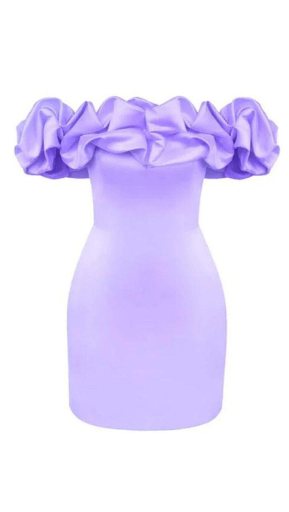 SATIN-MINIKLEID MIT A-LINIEN-AUSSCHNITT UND RÜSCHEN IN LILA