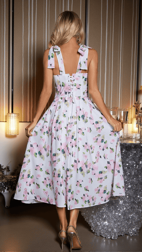 ABITO MIDI CON SPAGHETTI FLOREALI KIZZY