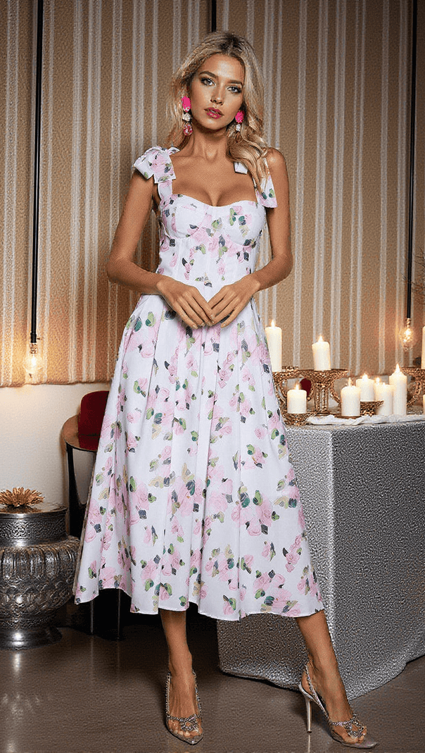 AIIZIE KIZZY FLORAL SPAGHETTI MIDI DRESS - product image