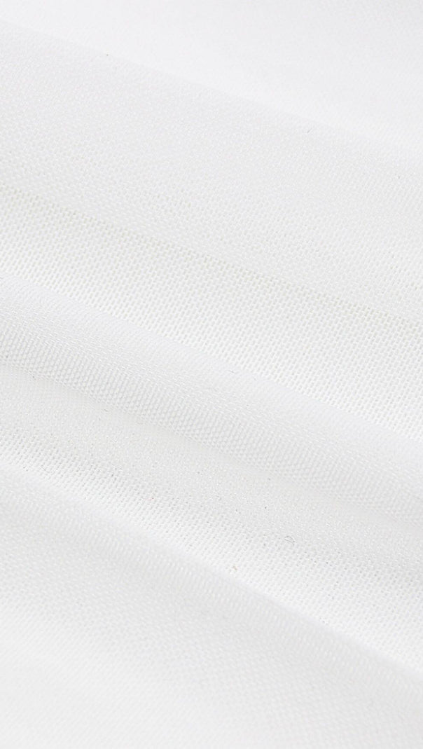 Shouledr Pad Waist Baring Feather Blouse Pleated Dress in White
