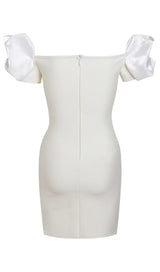 BANDAGE SOFT PLEATED MINI DRESS IN WHITE