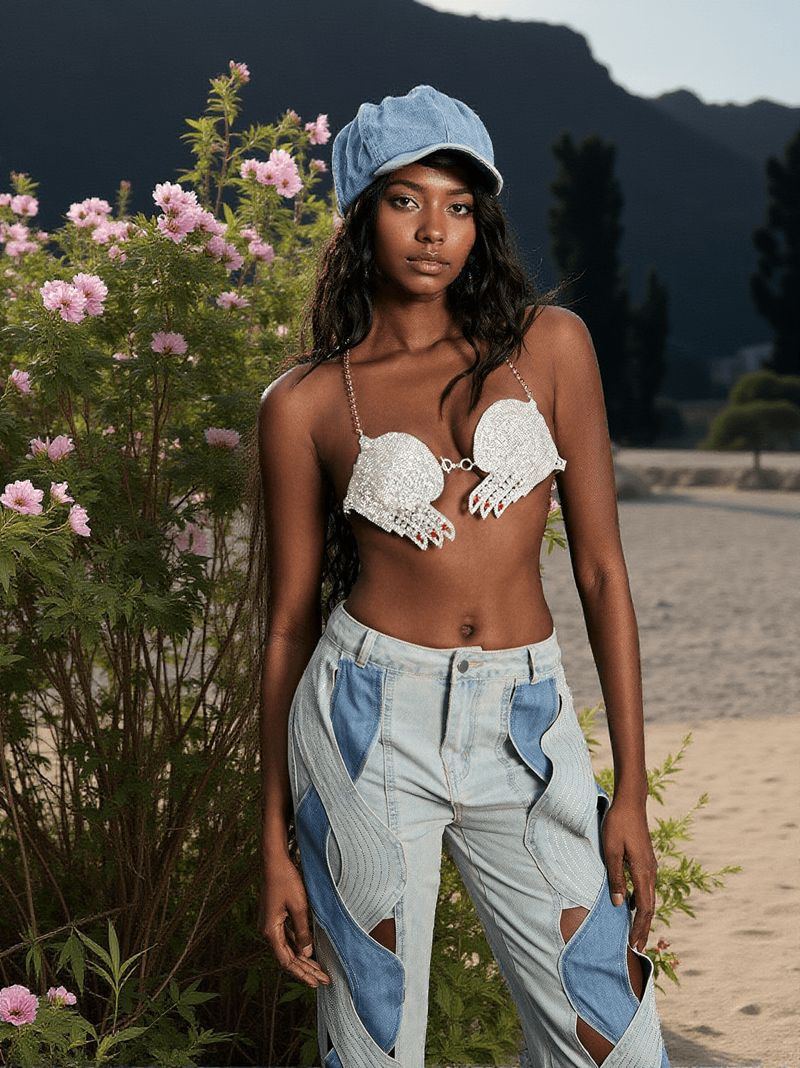 Mehetabel – Hellblaue Jeanshose mit Cut-outs