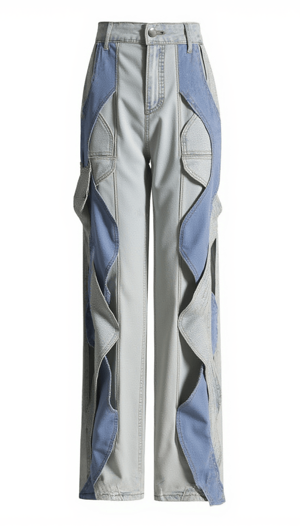 AIIZIE MEHETABEL CUTOUT DENIM PANTS IN LIGHT BLUE - product image