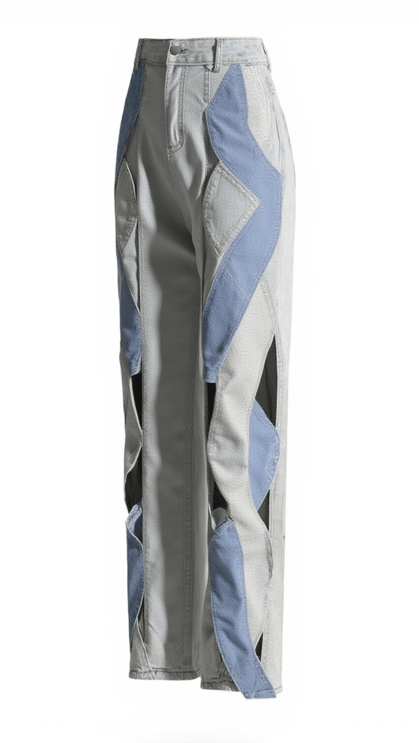 AIIZIE MEHETABEL CUTOUT DENIM PANTS IN LIGHT BLUE - product image