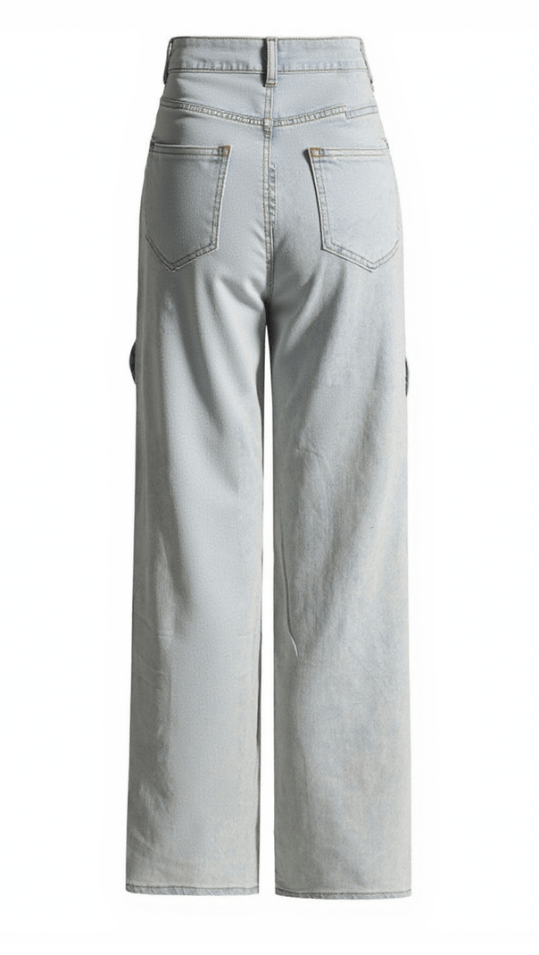 AIIZIE MEHETABEL CUTOUT DENIM PANTS IN LIGHT BLUE - product image