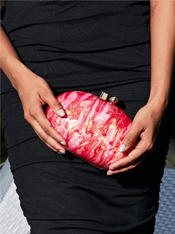 Lonea Pearlescent Acrylic Clutch In Pink