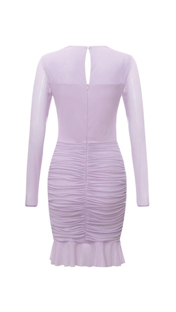 AIIZIE IRREGULAR CUT FISH BONE LOTUS LEAF FOLD DRESS IN MAUVE - product image