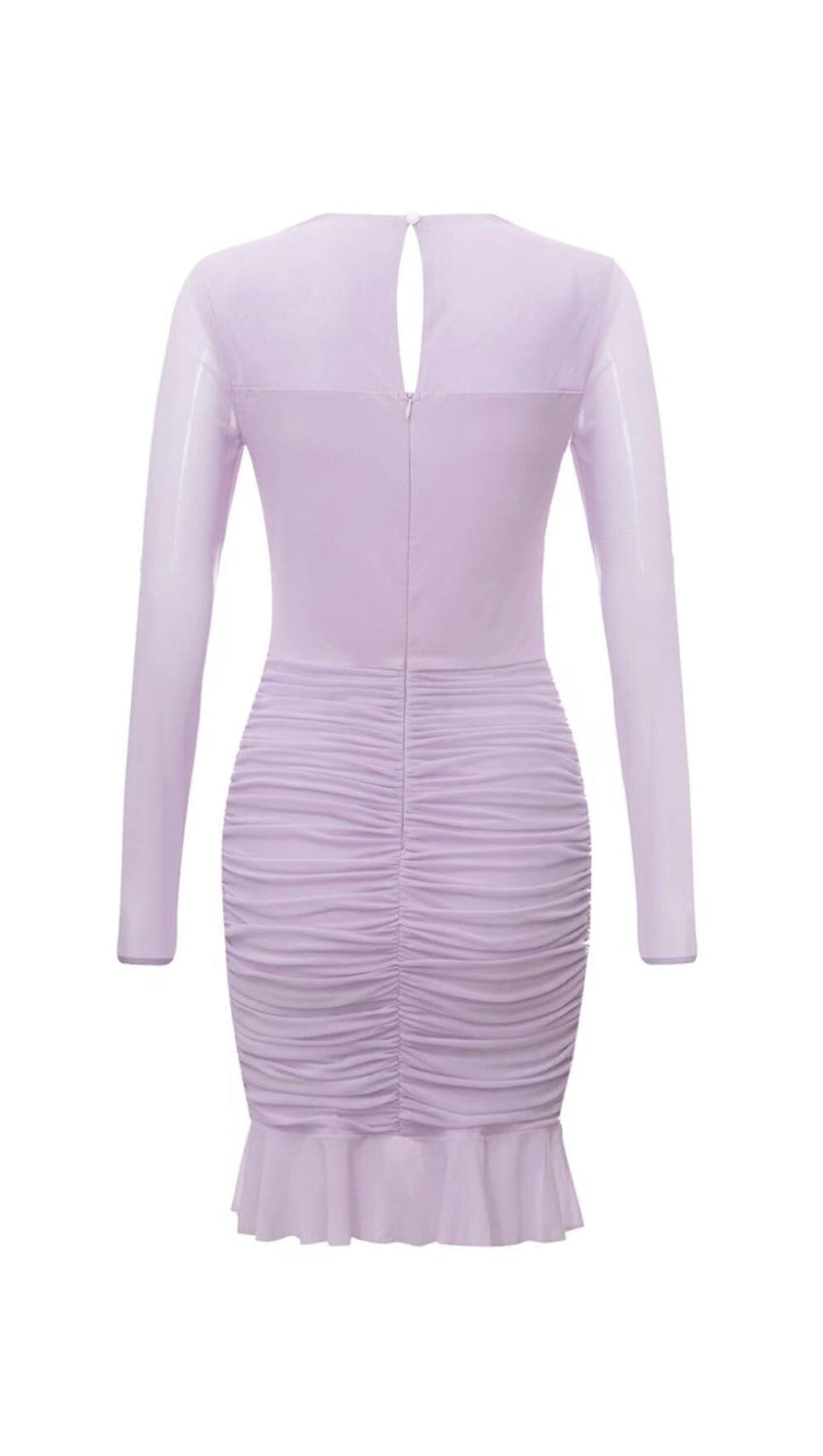 IRREGULAR CUT FISH BONE LOTUS LEAF FOLD DRESS IN MAUVE