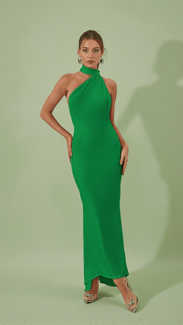 AIIZIE TOULA BACKLESS MAXI DRESS IN GREEN - product image