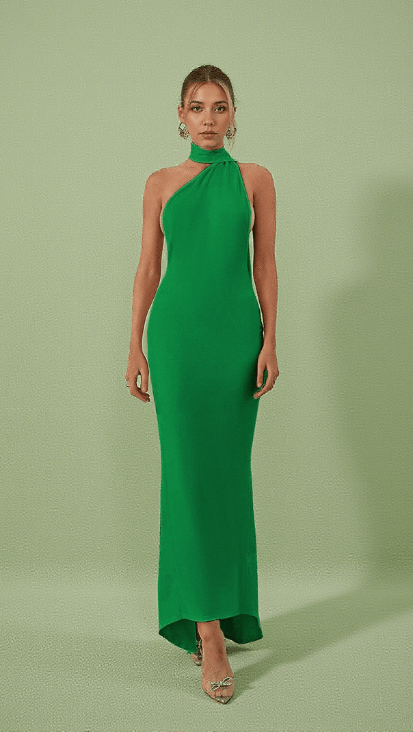 AIIZIE TOULA BACKLESS MAXI DRESS IN GREEN - product image