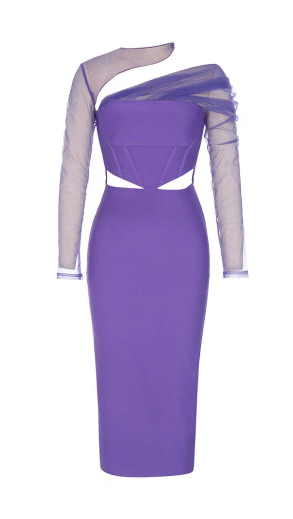 AIIZIE GAUZE IRREGULAR FISH BONE FANNY BELT HIP DRESS IN PURPLE - product image