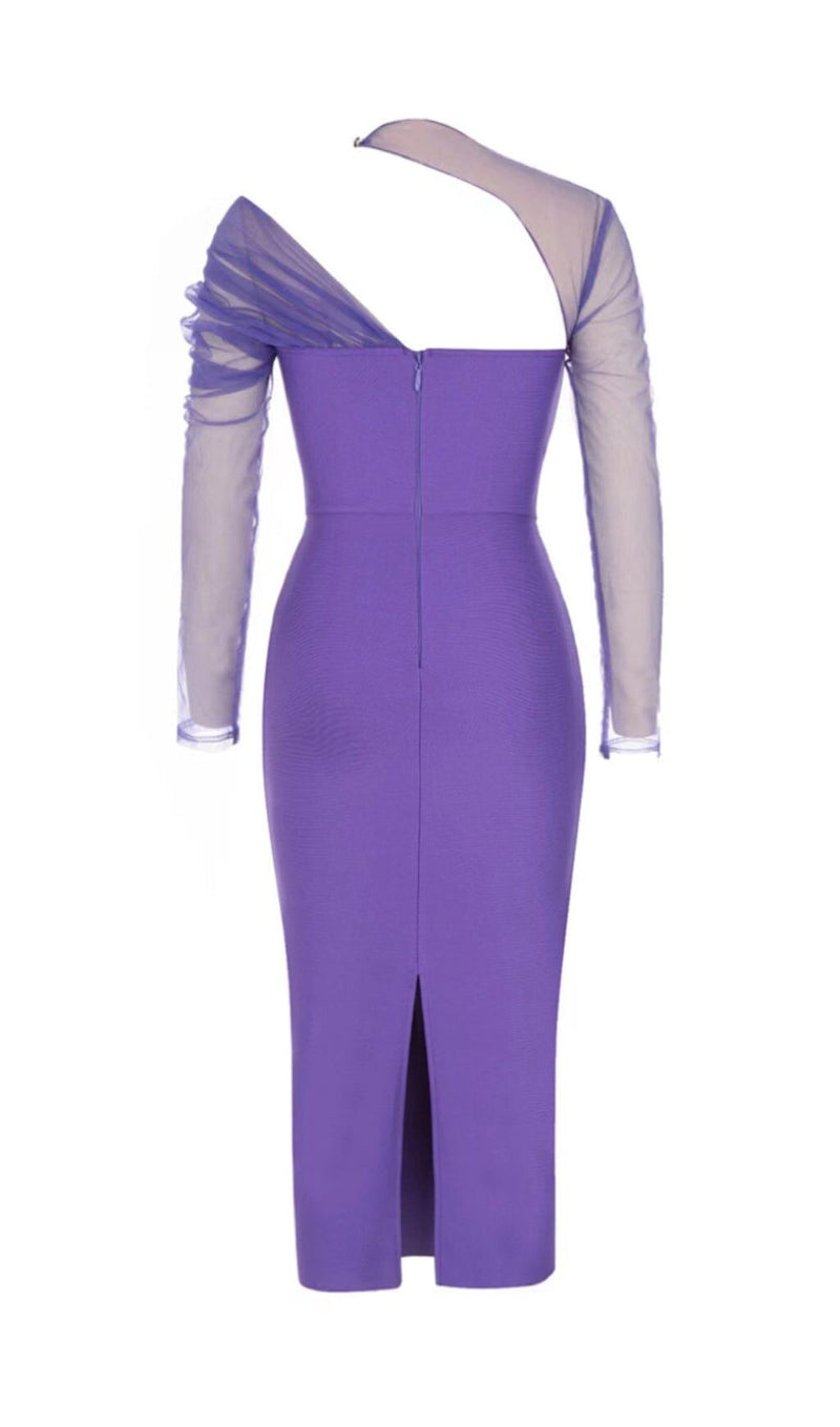 GAUZE IRREGULAR FISH BONE FANNY BELT HIP DRESS IN PURPLE