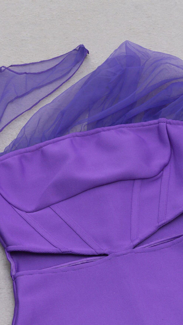 AIIZIE GAUZE IRREGULAR FISH BONE FANNY BELT HIP DRESS IN PURPLE - product image
